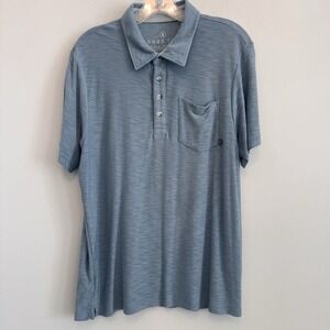 Free Fly Bamboo Performance Polo Shirt Men's Small Blue Heathered Pocket